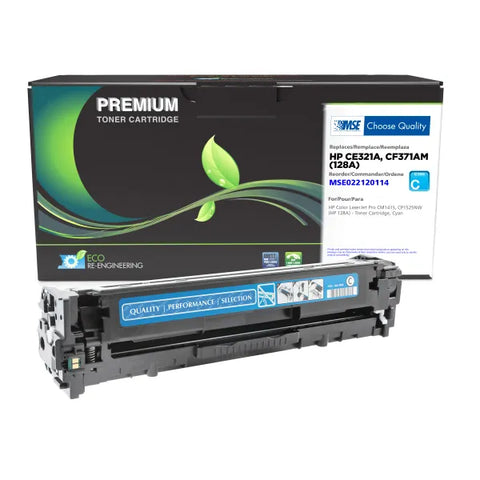 MSE Remanufactured Cyan Toner Cartridge for HP CE321A (HP 128A)