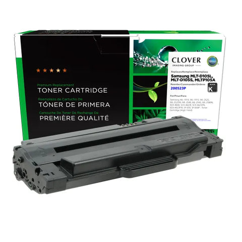 Clover Technologies Group, LLC Remanufactured High Yield Toner Cartridge (Alternative for Samsung MLT-D105L MLT-D105S) (2500 Yield)
