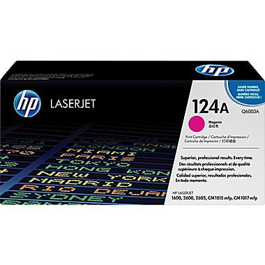 HP OEM HP 124A (Q6003A) Toner Cartridge, Magenta, 2K Yield, for Color Laserjet 1600/2600n/CM1015