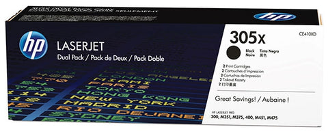 HP 305X (CE410XD) Black High Yield 2-pack Original LaserJet Toner Cartridges (8000 Yield)