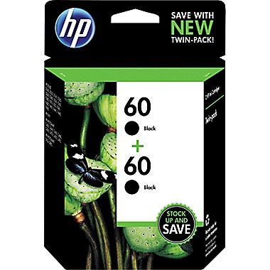 HP 60 (CZ071FN) 2-Pack Black Original Ink Cartridges (400 Yield)