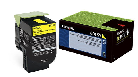 Lexmark (801SY) Yellow Return Program Toner Cartridge (2000 Yield)