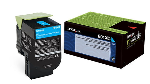 Lexmark (801XC) Extra High Yield Cyan Return Program Toner Cartridge (4000 Yield)