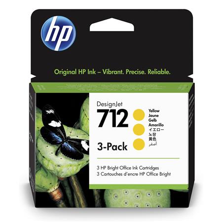 HP HP 712 Yellow 29-ml 3-Pack Genuine Ink Cartridges (3ED79A) for DesignJet T650, T630, T230, T210 & Studio Plotter Printers