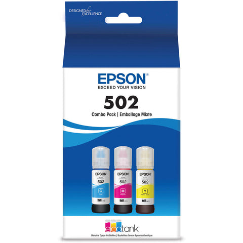 Epson T502, Multi-Colour Ink Bottles, C/M/Y 3-Pack